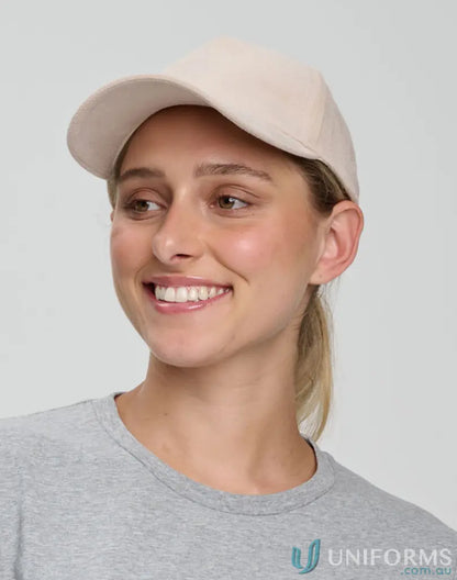 Pale Pink jacquard 5-Panel Cap made of polyester jacquard fabric for style and comfort
