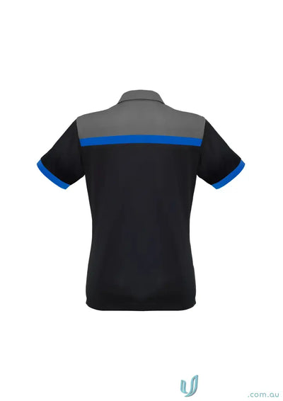 Gray black and blue polo shirt from James EMB Ladies Polo, perfect for work uniforms