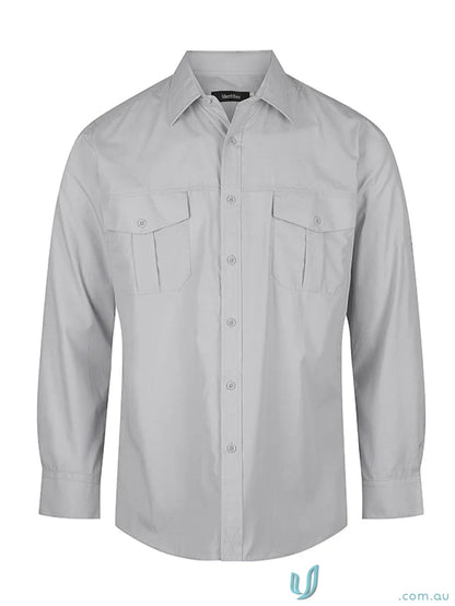 Gray Jasper Long Sleeve Shirt for Men with Modern Fit, men’s Jasper style shirt