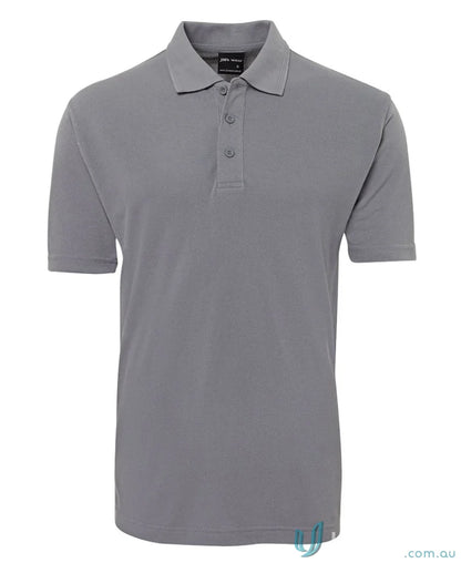 Gray JBs 210 Polo shirt with 210gsm pique fabric and stylish herringbone tape