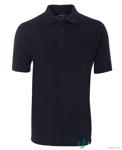 Navy blue JBs 210 Polo shirt with 210gsm pique fabric and stylish herringbone tape