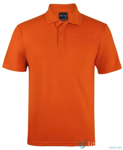Orange short-sleeved polo shirt with three buttons in JBs 210 Polo 2XS-Large, premium 210gsm pique fabric with herringbone tape detailing for polo offers