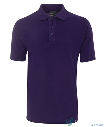 Purple short-sleeved JBs 210 Polo shirt made of 210gsm pique fabric with herringbone tape