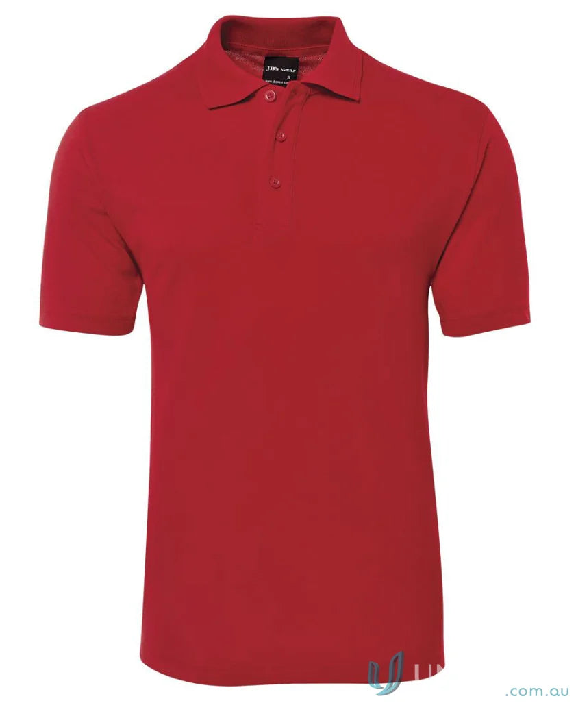 Red JB 210 Polo shirt with 210gsm pique fabric and stylish herringbone tape details