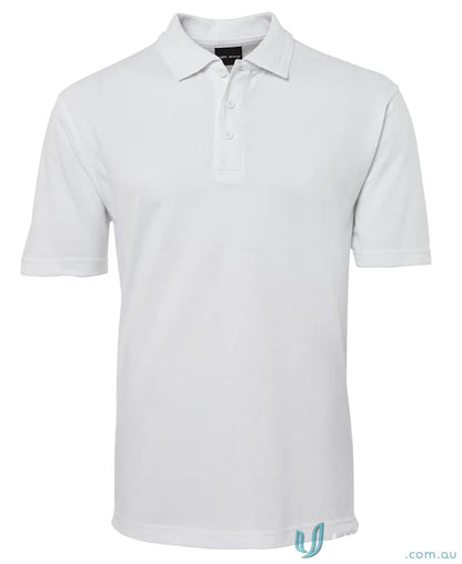 White short-sleeved JB’s 210 Polo in 210gsm pique fabric with herringbone tape details