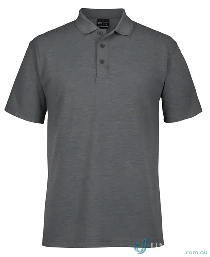 Dark gray JBs 210 Polo shirt in 210gsm pique fabric with herringbone tape accents