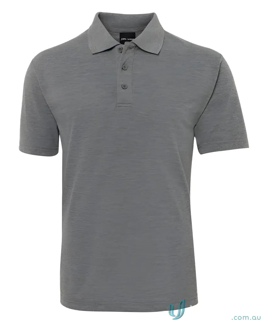 Gray short-sleeved polo shirt in 210gsm pique fabric with herringbone tape detail for polo offers