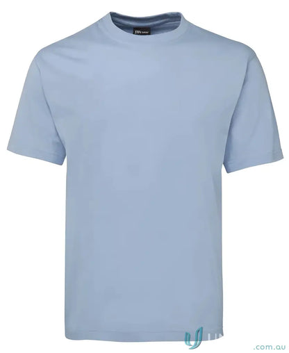 Light blue JBs Adult 1HT Blue Tee with crew neck, classic fit, and comfy jersey knit