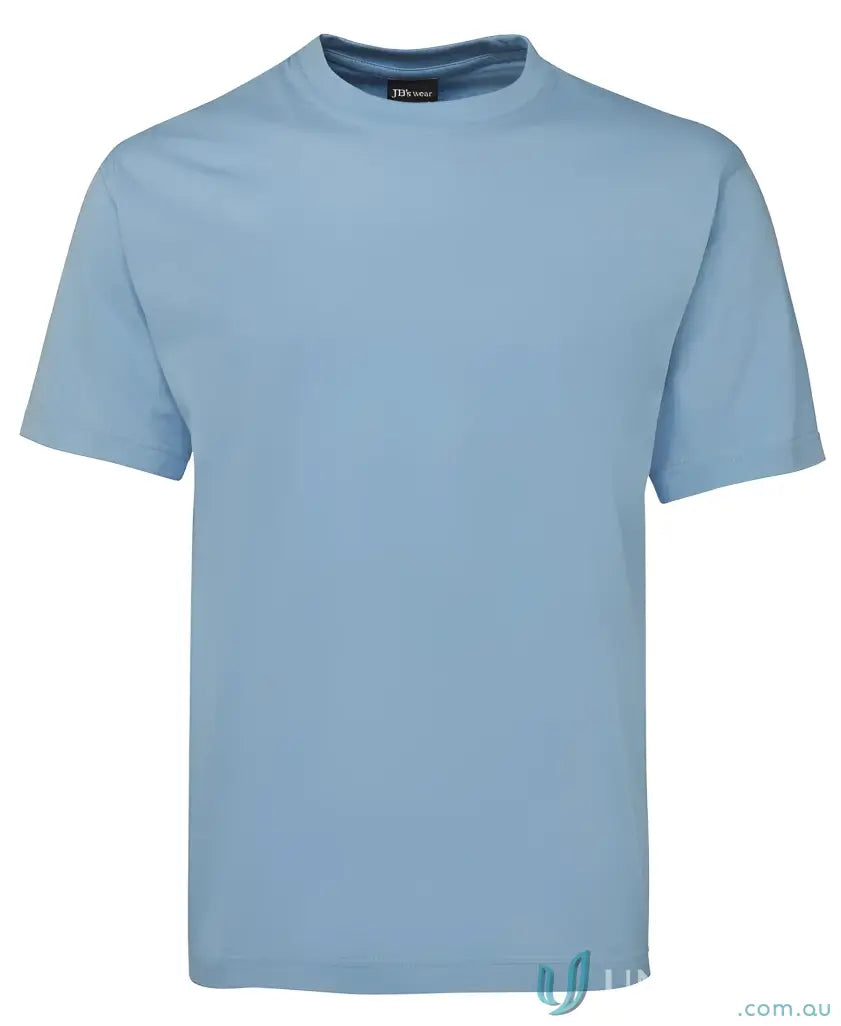 Light blue JBs Adult 1HT crew neck tee in classic fit, soft jersey knit shirt
