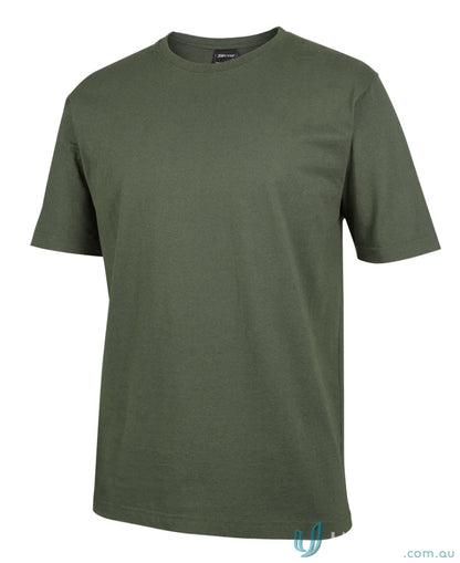 Plain olive green JBs Adult 1HT Green Tee with classic fit and crew neck for men