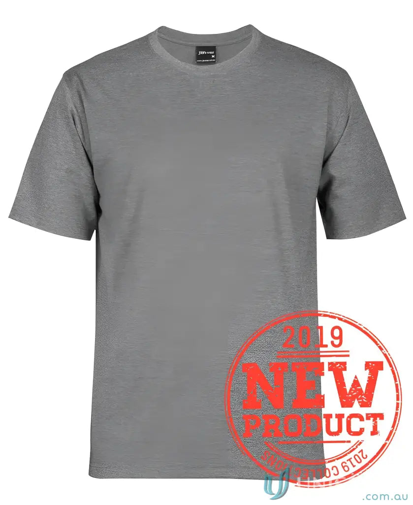 Plain gray crew neck jersey knit T-shirt in classic fit for JBs Adult 1HT Marle Tee
