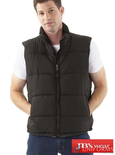Black JBs Adults Adventure Puffer Vest with polyester pongee shell and full zip closure