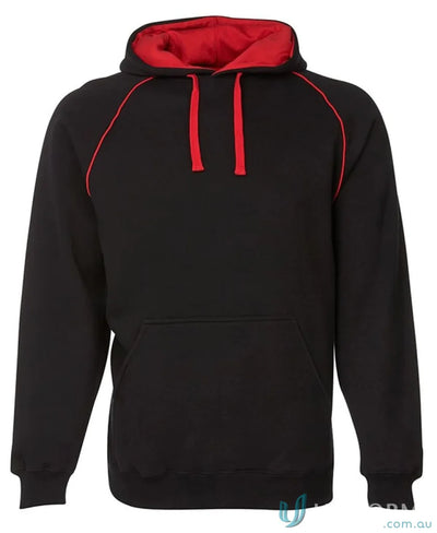 Black and red contrast fleecy hoodie from JBs Adults Contrast with cotton-rich CVC fleece