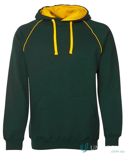 Green and yellow contrast fleecy hoodie from JB’s Adults Contrast CVC Fleece collection