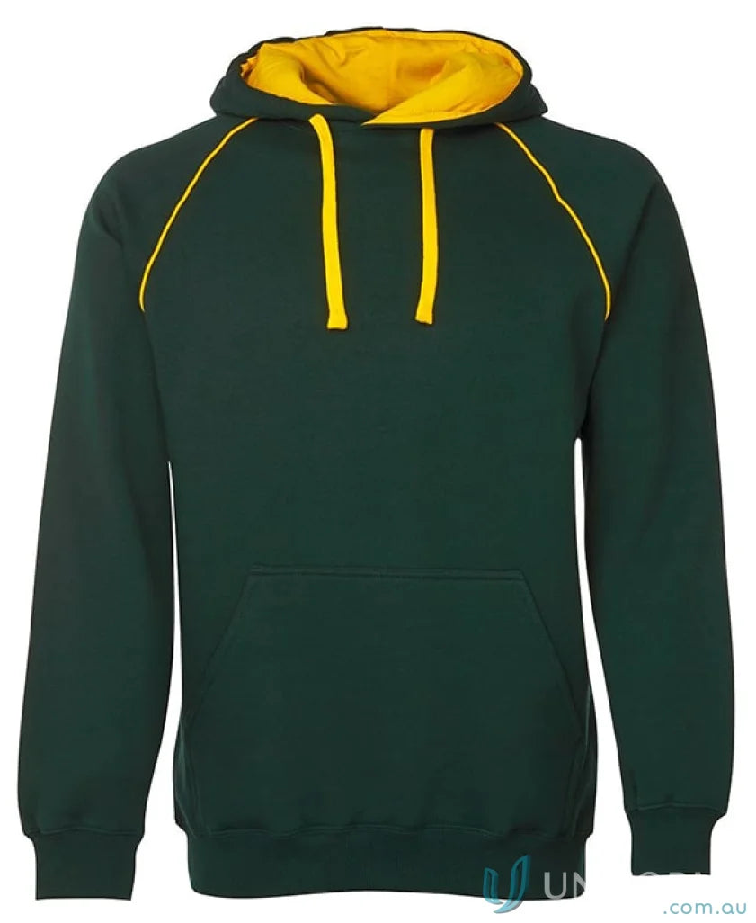 Green and yellow contrast fleecy hoodie from JB’s Adults Contrast CVC Fleece collection