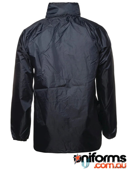 Black waterproof rain forest jacket with high collar from JB’s Adults Rain urban fit