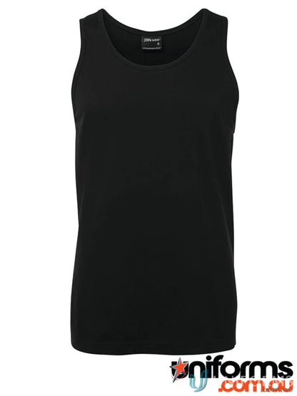 Black tank top from JB’s Adults Singlet made with ring-spun jersey knit for all-day comfort
