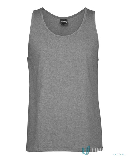 Gray heathered tank top from JB’s Adults Singlet in ring-spun jersey knit for all-day comfort