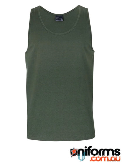 Olive green JB’s Adults Singlet in ring-spun jersey knit for all-day comfort