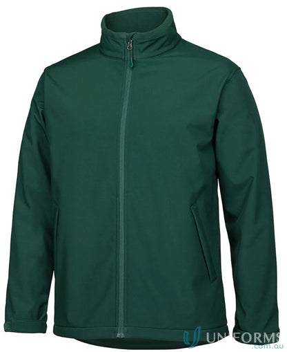 Green softshell jacket with zip puller, perfect for staying dry and active