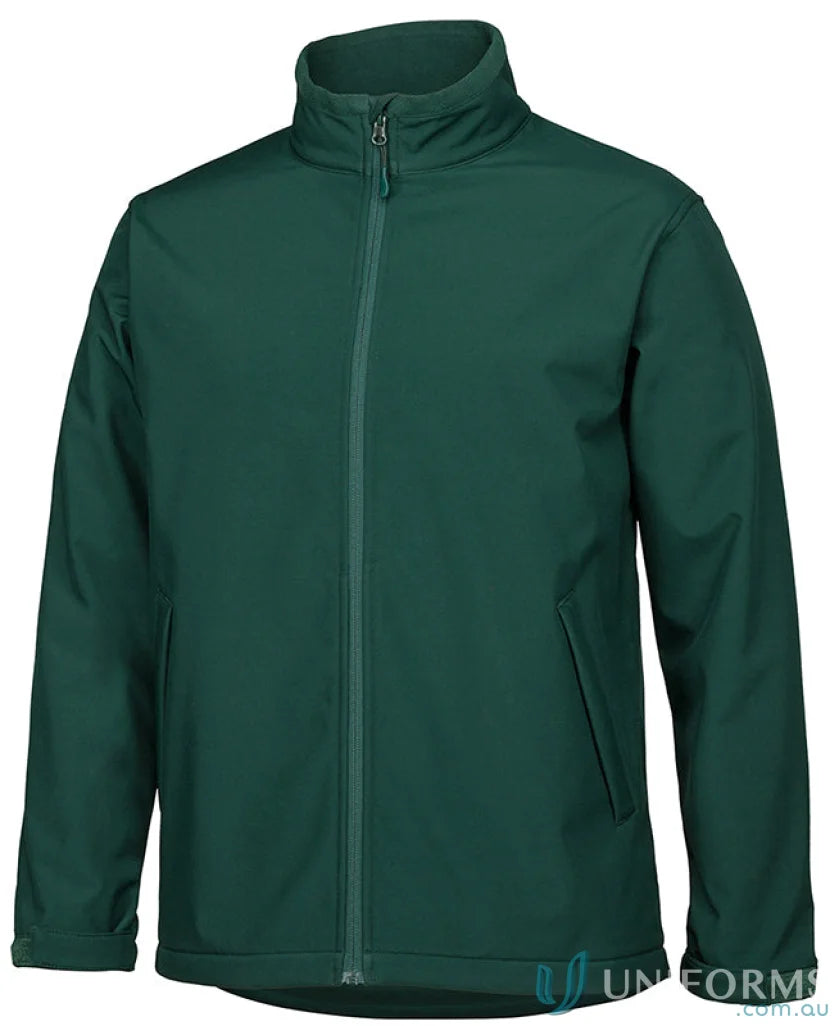 Green softshell jacket with zip puller, perfect for staying dry and active
