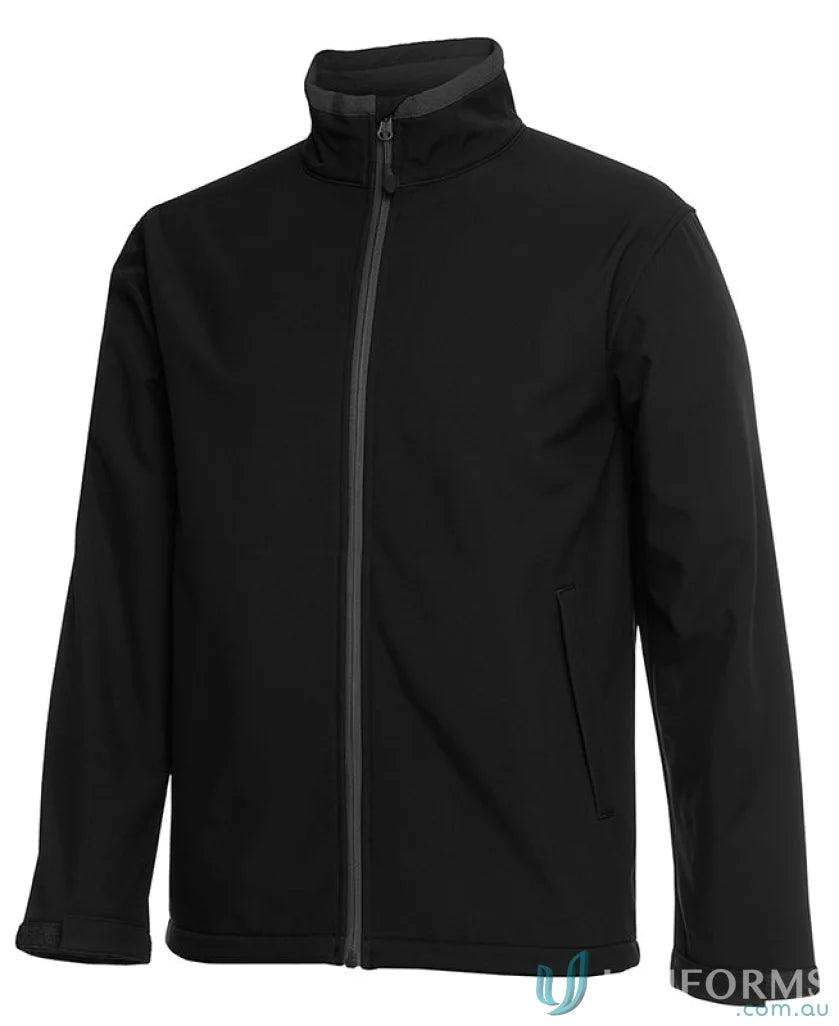 Black softshell jacket with zip puller from JBs Adults Water Resistant Softshell Jacket stay dry gear