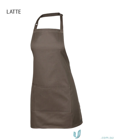Latte-colored apron with a pocket perfect for work uniforms and workwear styles