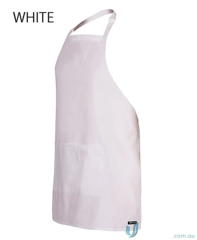 White apron with neck strap for work uniforms and workwear, JBs Bib Apron 65x71mm