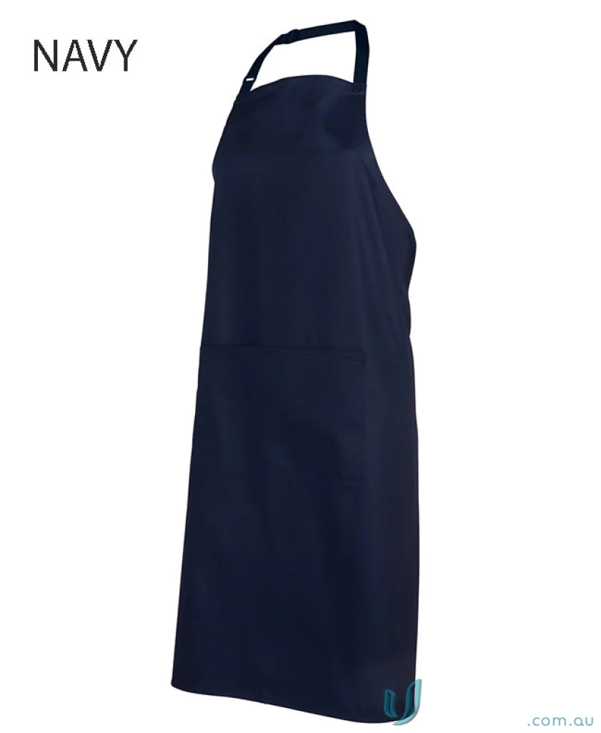Navy blue JBs Bib Apron with herringbone waist strap and neck strap for kitchen work