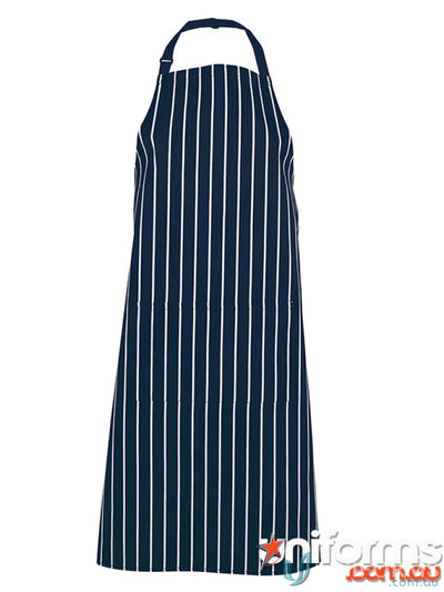 Navy and white striped apron from JBs Bib with pocket, great workwear for uniforms