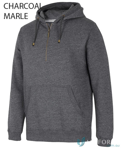Charcoal Marle JB’S Brass Half Zip Hoodie with quarter-zip and kangaroo pocket