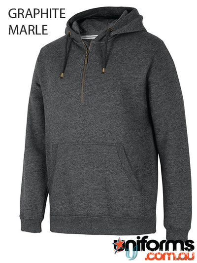 Graphite marl JB’s Brass Half Zip Hoodie with quarter-zip and kangaroo pocket