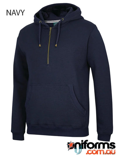 Navy blue JB’S Brass Half Zip Hoodie with quarter-zip and front kangaroo pocket