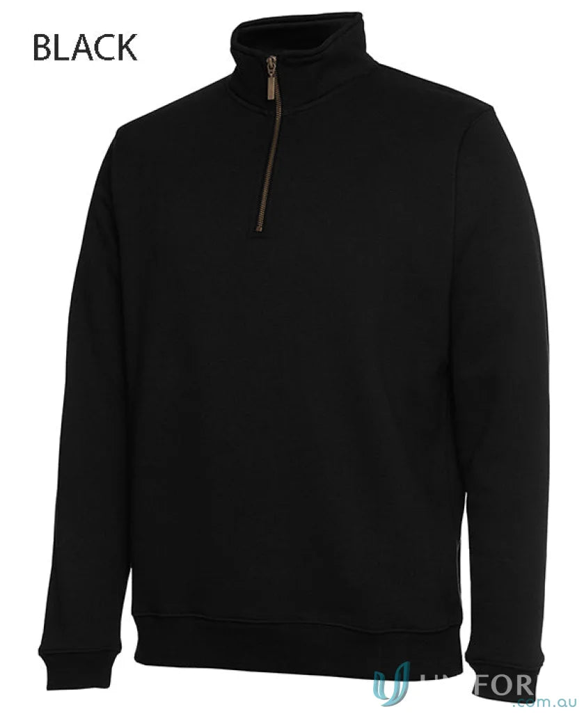 Black JB’S Brass zip sweat s3fsz with stand-up collar, perfect brass half zip style