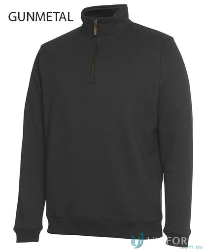 Dark gray JB’s Brass zip sweat S3FSZ with standing collar, perfect brass half zip style