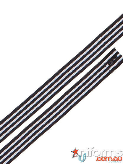 Black and white striped ribbon on JB’s Changeable Yarn Dyed Cross Back Apron Strap