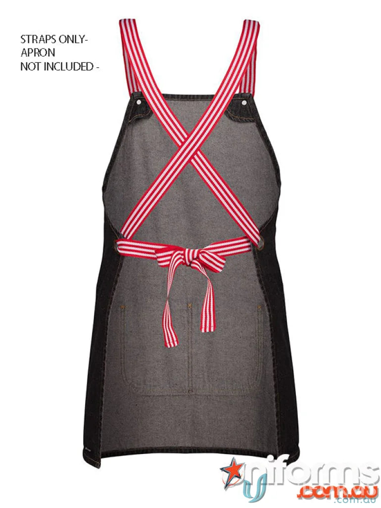 Apron straps with red and white stripes for JB’s Changeable Yarn Dyed Cross Back Apron