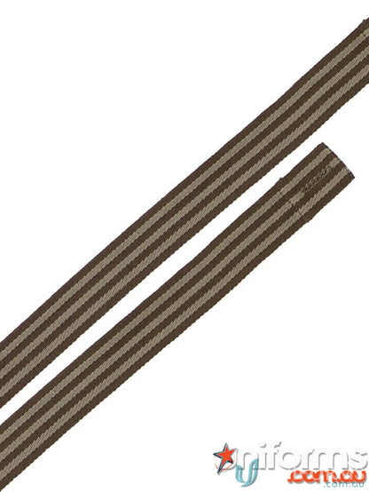 Striped brown and tan ribbon from JB’s Changeable Yarn Dyed Cross Back Apron Strap