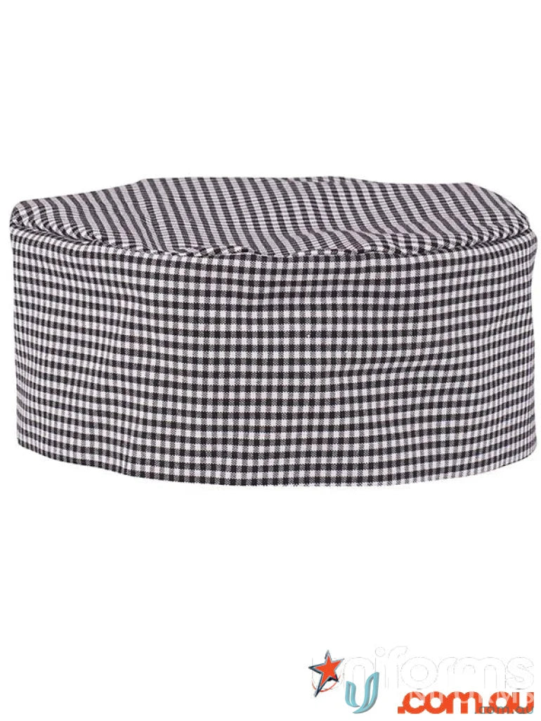 Black and white checkered chef’s hat from JBs Chefs Cap, perfect workwear for chefs