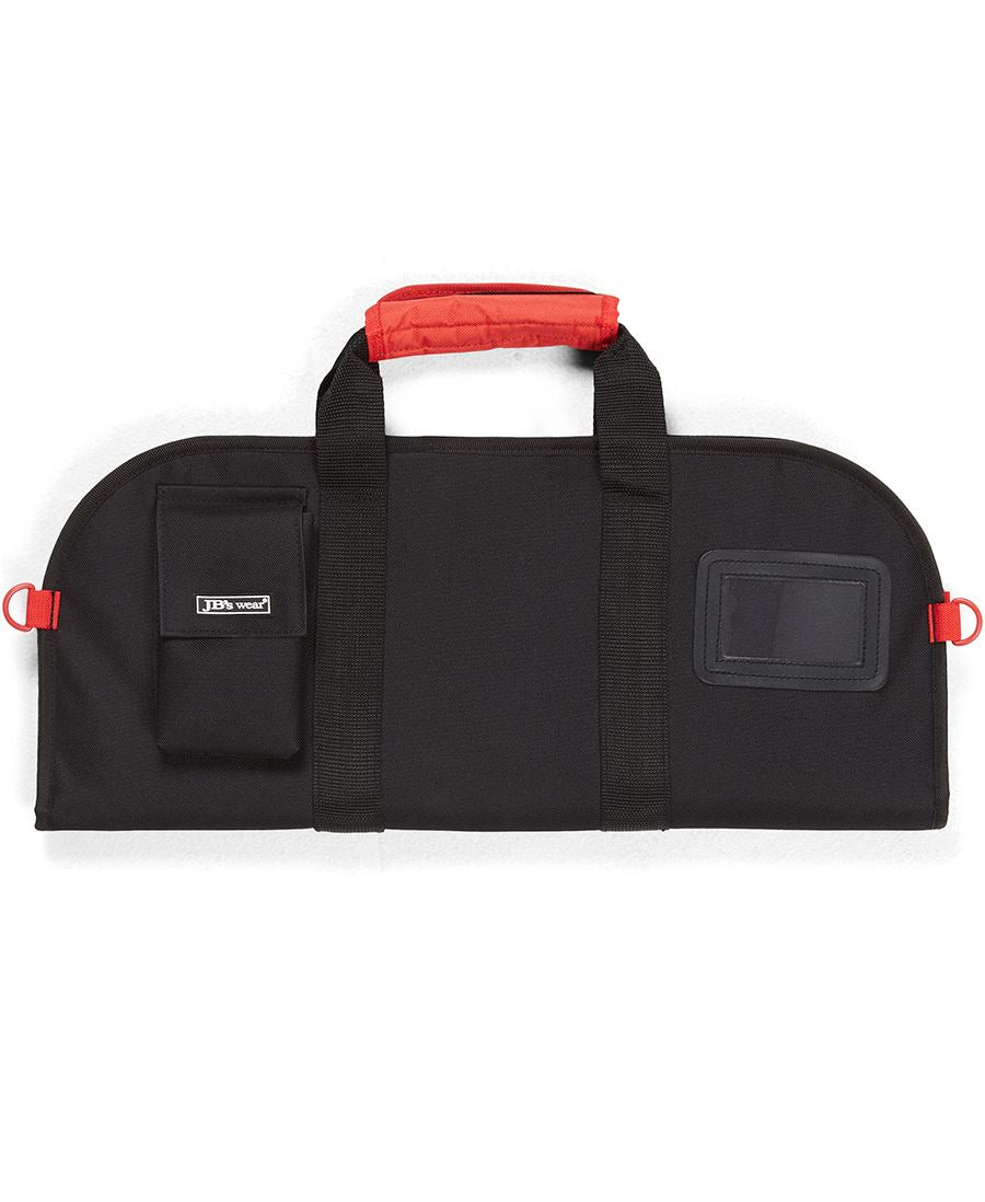 JBs Chefs Knife Bag with black sheath, red handle in workwear style