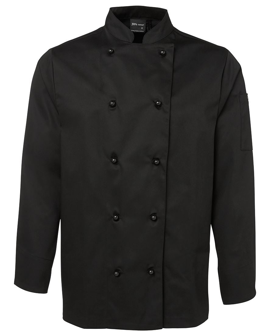 JBs Chefs long sleeve jacket 5cj in black double-breasted drill fabric 245gsm