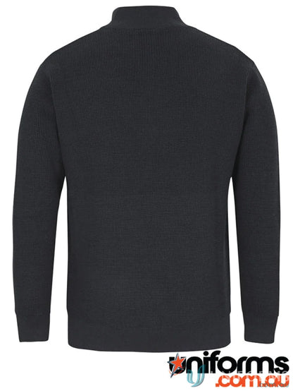 Black knit sweater from JBs Chunky Half Zip Jumper with antique brass half-zip