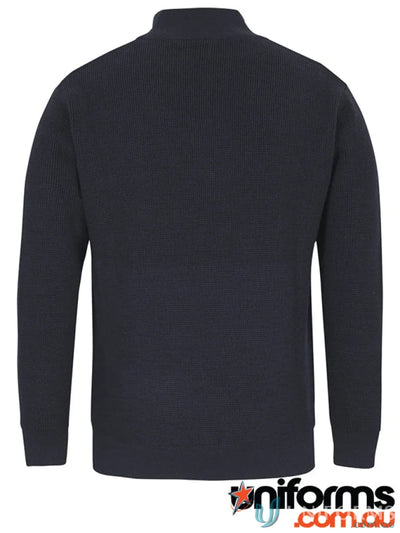 Navy blue knit sweater with antique brass half-zip in JBs Chunky Half Zip Jumper collection