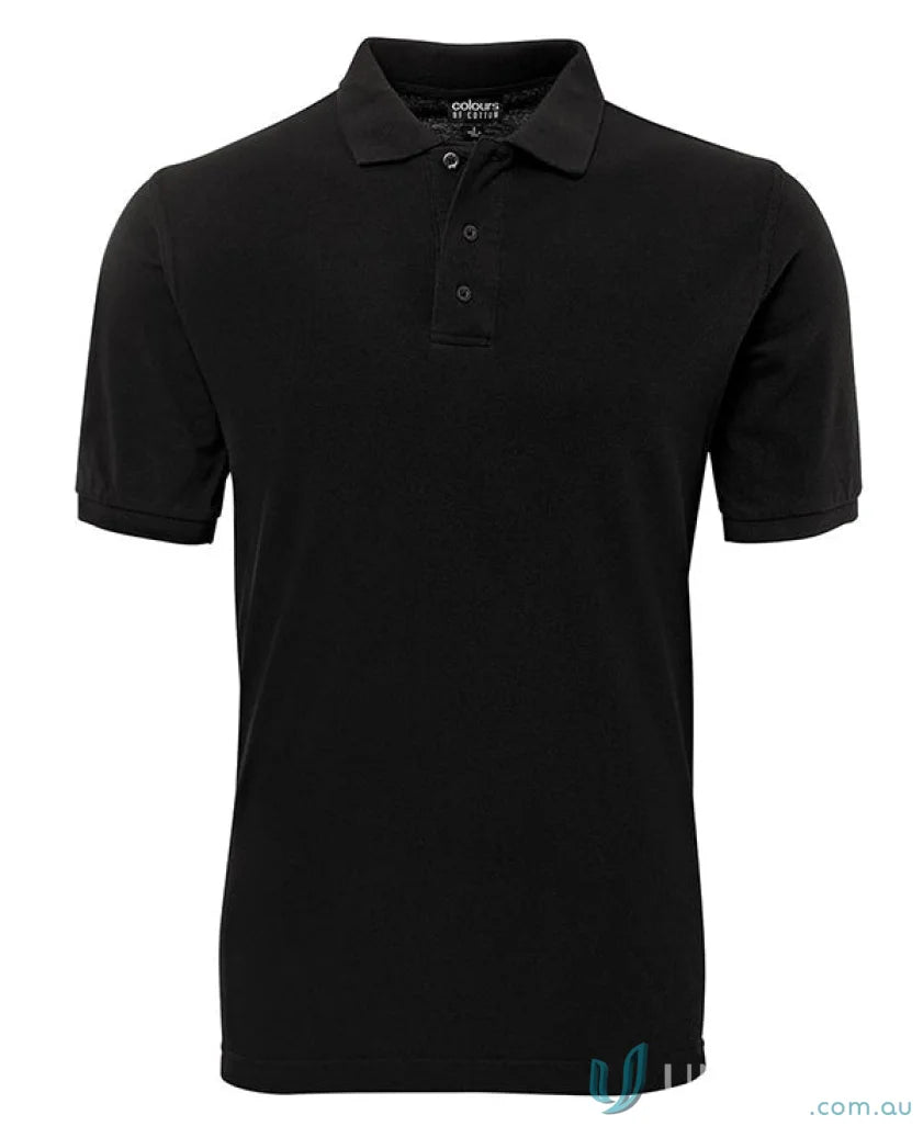 Black cotton pique polo shirt from JB’s Colours in pique knit fabric style