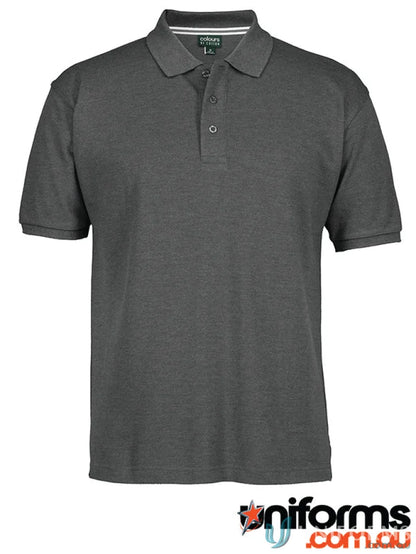 Gray short-sleeved cotton pique polo shirt from JB’s Colours in pique knit fabric