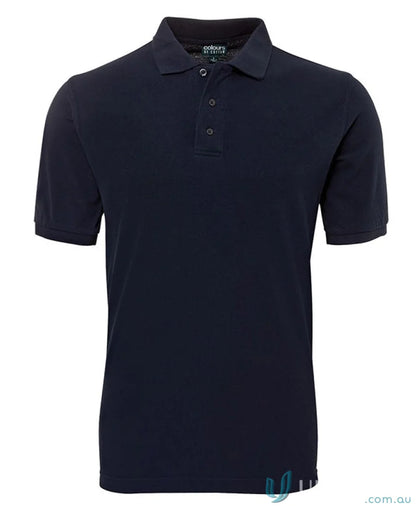 Navy blue cotton pique polo shirt from JB’s Colours in pique knit fabric