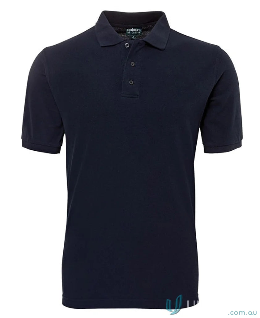 Navy blue cotton pique polo shirt from JB’s Colours in pique knit fabric