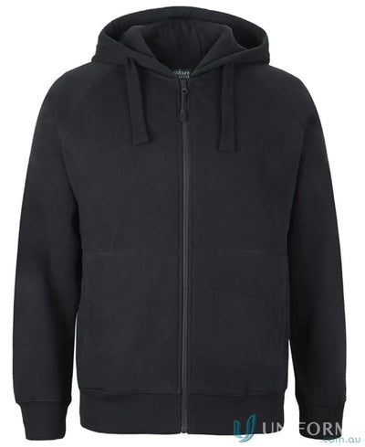 Black zip fleecy hoodie with lined hood from JB’s Colours of Cotton Adults Full Zip Fleecy Hoodie