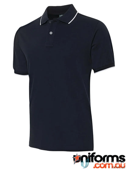 Navy cotton face polo with white trim from JB’s Colours for urban fit style