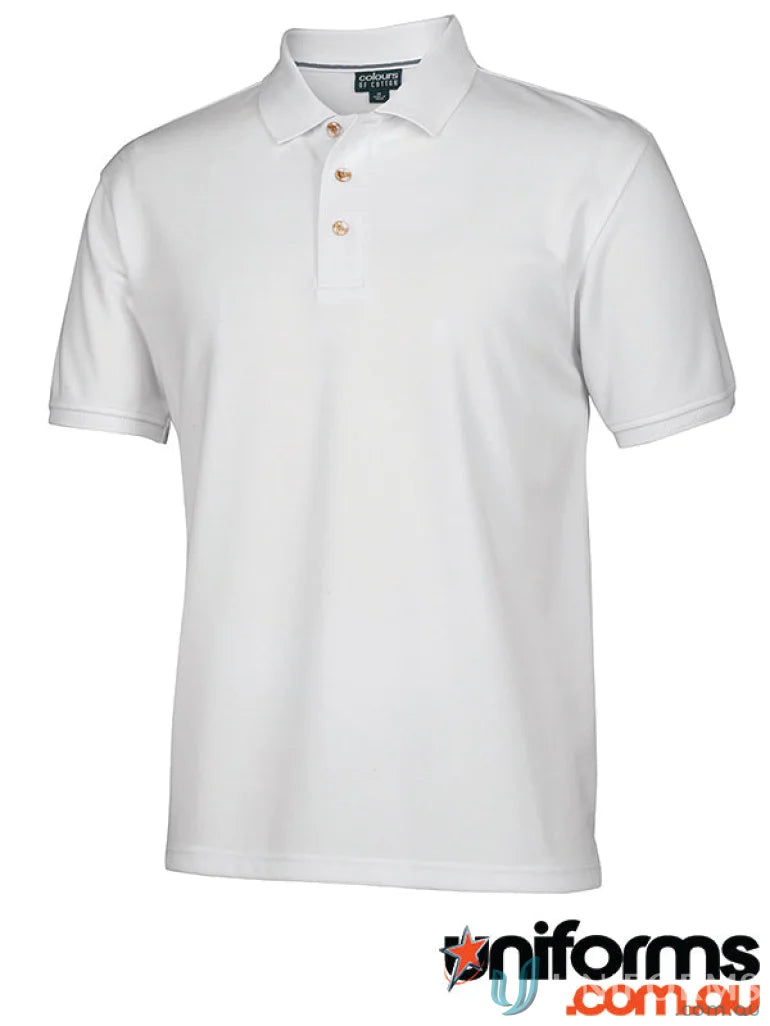 White cotton ottoman polo shirt made from premium comfort Ottoman knit fabric